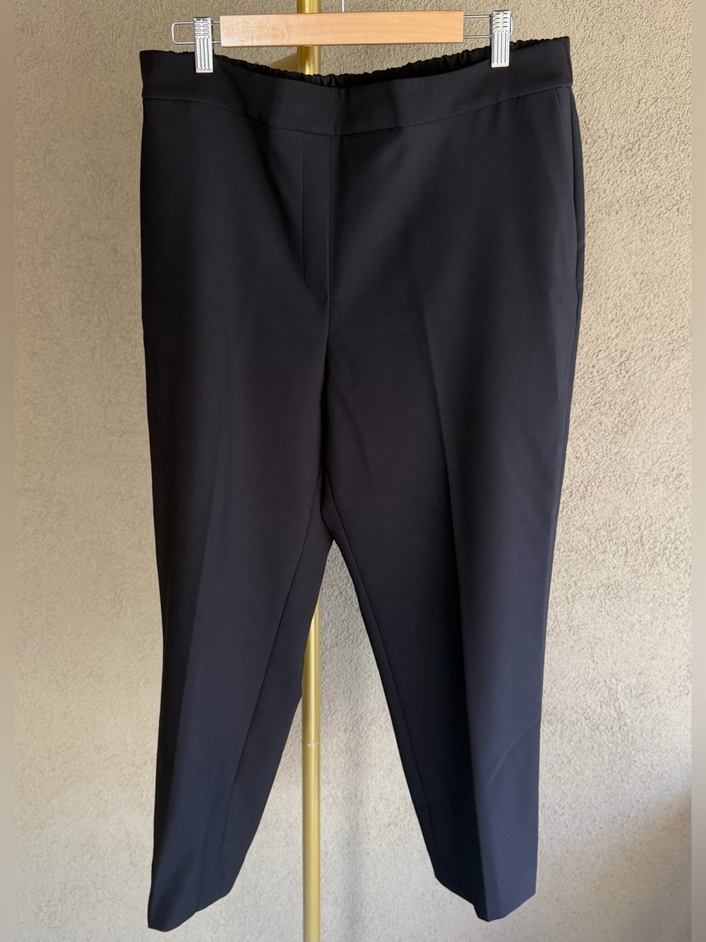 DKNY Straight Slim Leg Ankle Crop Pants Black Size 16 Office Business Casual